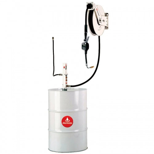 Alemlube 454600N Stationary 205L Oil Pump, Reel & Meter System